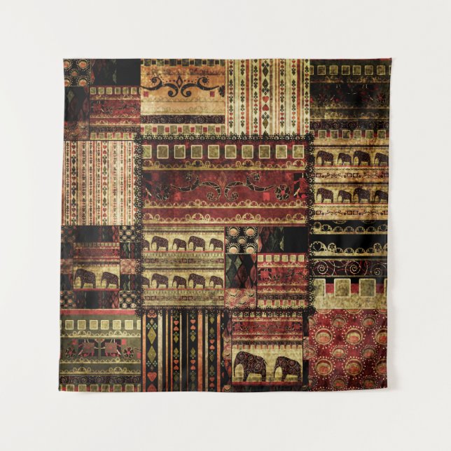 African Patchwork: Grunge Print Background Tapestry (Front)