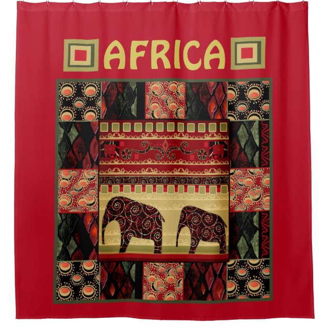 African patchwork  shower curtain (Front)