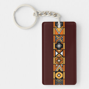African pattern brown keychain