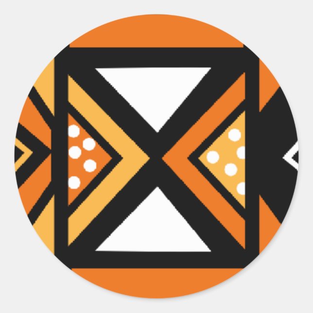 African pattern classic round sticker (Front)