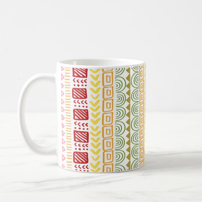 African Pattern Fresh Colours Mud Cloth Art  Coffee Mug (Left)