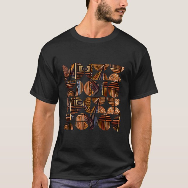 African Pattern Geometric Circle Style Afrocentric T-Shirt (Front)