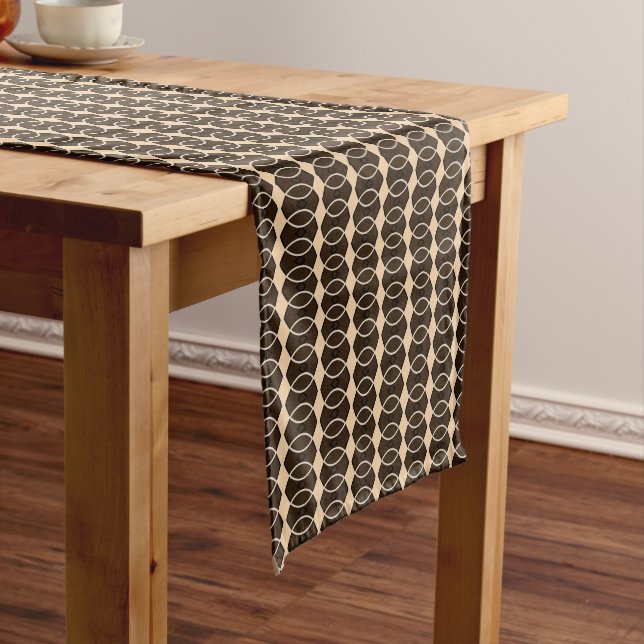 african pattern, geometric, pattern,brown, modern short table runner (In Situ)