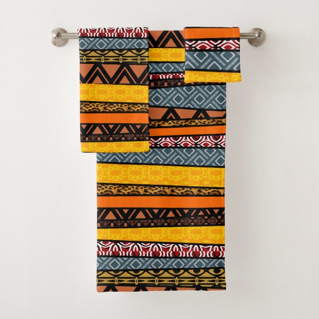 African Pattern Mix Bath Towel Set (Insitu)