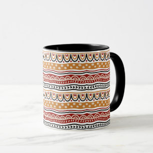 African Pattern Red and Gold Waves Mug