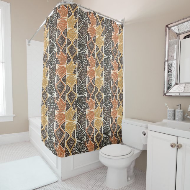 African Pattern Shower Curtain (In Situ)