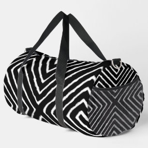 African Pattern White Lines Tribal Duffle Bag