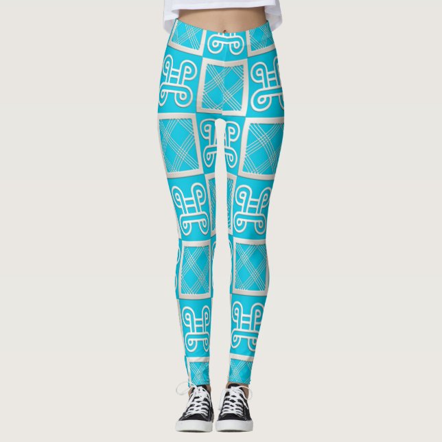 african  pattern with simbols leggings (Front)