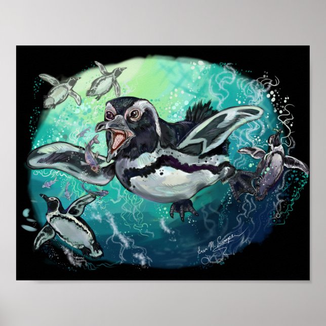 African Penguin Fishy Feast Poster (Front)