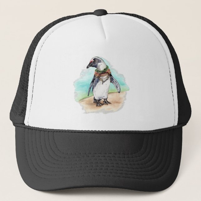 African Penguin on a Beach Trucker Hat (Front)