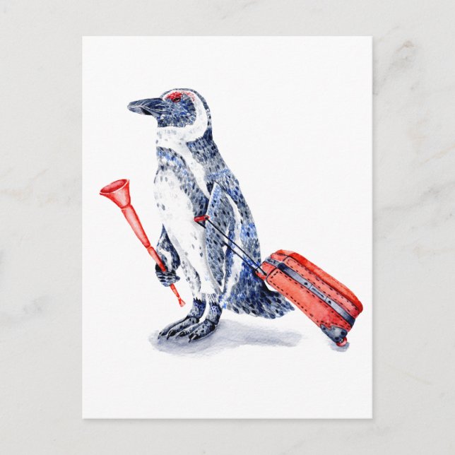 African Penguin with a Suitcase Postcard (Front)