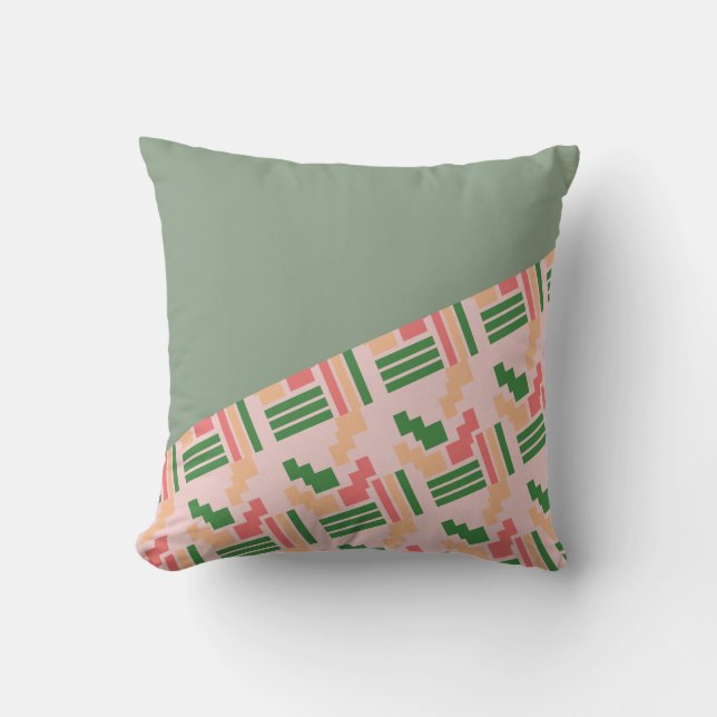 African Pink Sage Pattern Mix Throw Pillow (Front)
