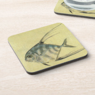 African Pompano Fish, Vintage Threadfin Trevally Coaster