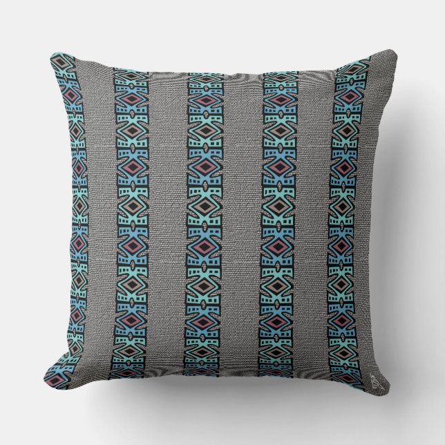 African Pop Border Stripes Cushion (Front)