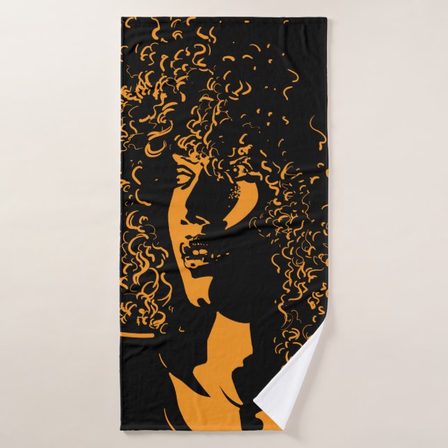 African pretty woman with afro hair style portrait bath towel (Bath Towel)