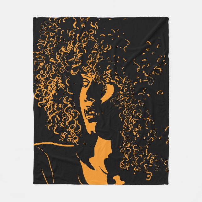 African pretty woman with afro hair style portrait fleece blanket (Front)