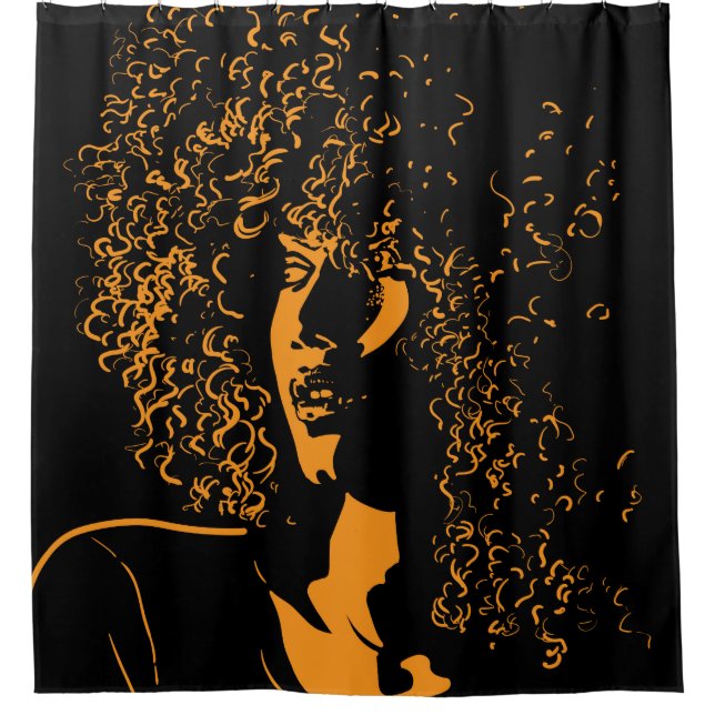 African pretty woman with afro hair style portrait shower curtain (Front)