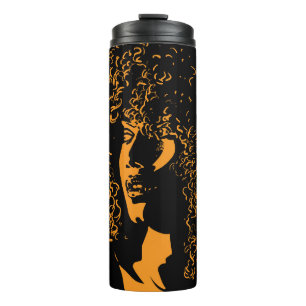 African pretty woman with afro hair style portrait thermal tumbler