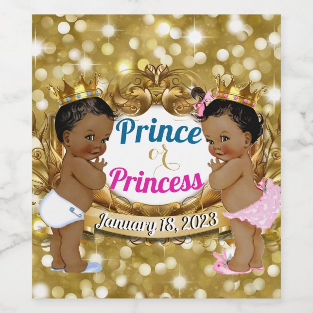 African Prince or Princess Royal Gender Reveal Wine Label (Single Label)