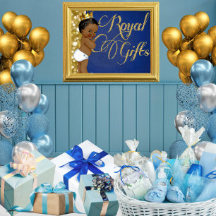 African Prince Royal Blue & Gold Glitter Sign