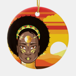 African Princess Ceramic Tree Decoration