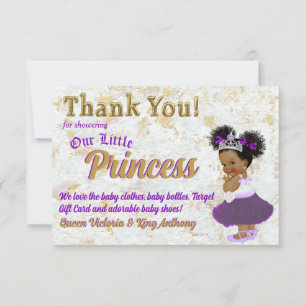 African Princess Elegant Purple & Gold Thank You Card