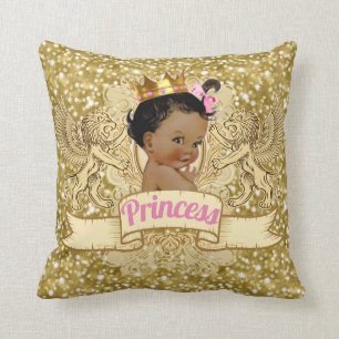 African Princess Pink and Gold Glitter Pillow