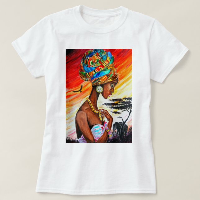 African Princess Pretty Woman T-Shirt Gift (Design Front)