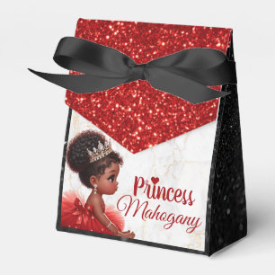 African Princess Royal Baby Shower Red Glitter Favour Box