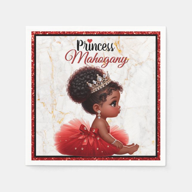 African Princess Royal Baby Shower Red Glitter Napkin (Front)