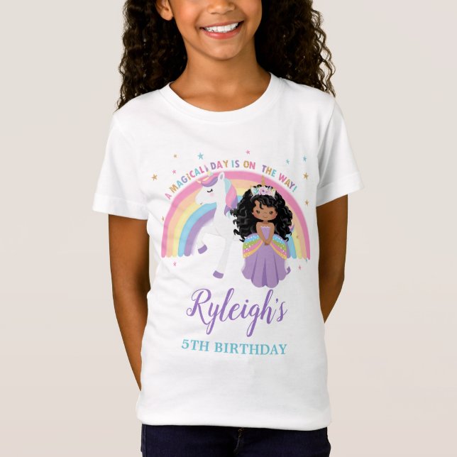 African Princess Unicorn Rainbow Birthday Outfit  T-Shirt (Front)
