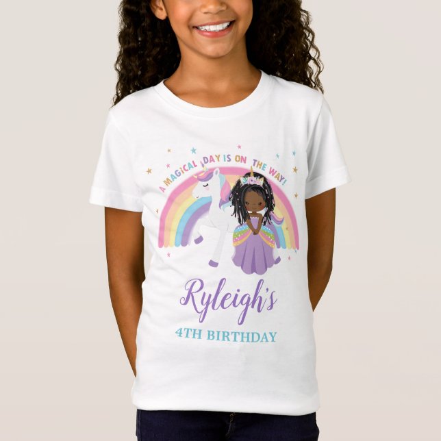 African Princess Unicorn Rainbow Birthday Outfit  T-Shirt (Front)