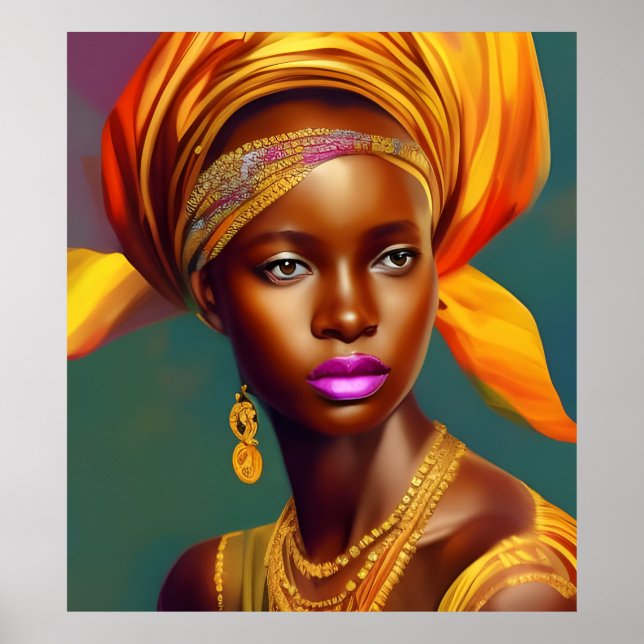 African princess woman 5 gold jewellery poster (Front)