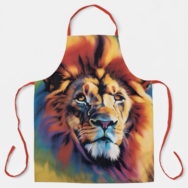  African Print Aprons, Custom Africa Lion Design Apron (Front)