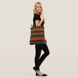 African Print Browns/Yellows Cloth Grocery Tote Bag