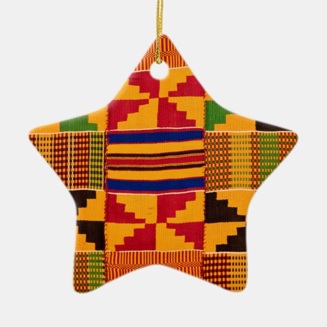 African Print Ceramic Tree Decoration (Front)