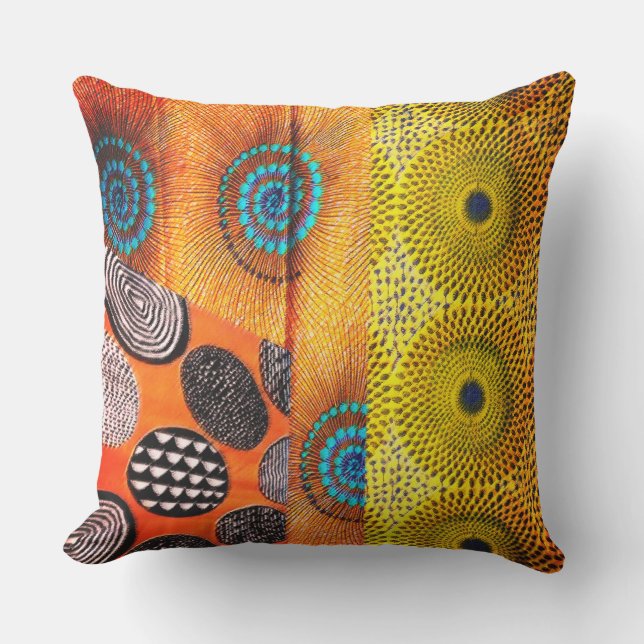 African Print Colour Blocking Cushion (Front)