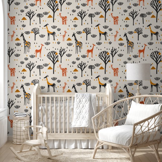 African Print Giraffes Wallpaper (Kids)