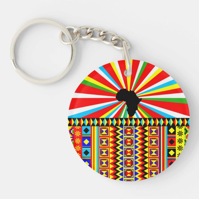 African Print Kente Cloth Tribal Pattern Ankara Key Ring (Front)