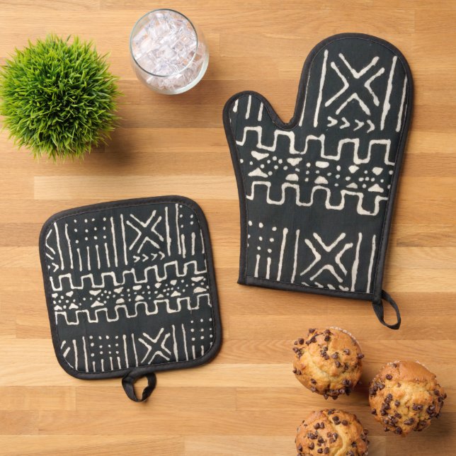 African Print Oven Mitt & Pot Holder Set (Top Down)