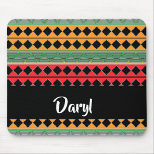 African print patterned mouse pad