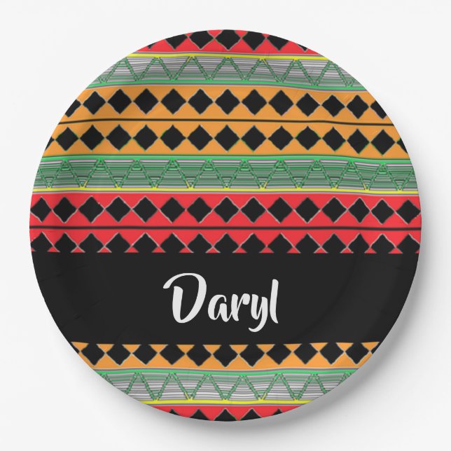 African print patterned paper plate (Front)