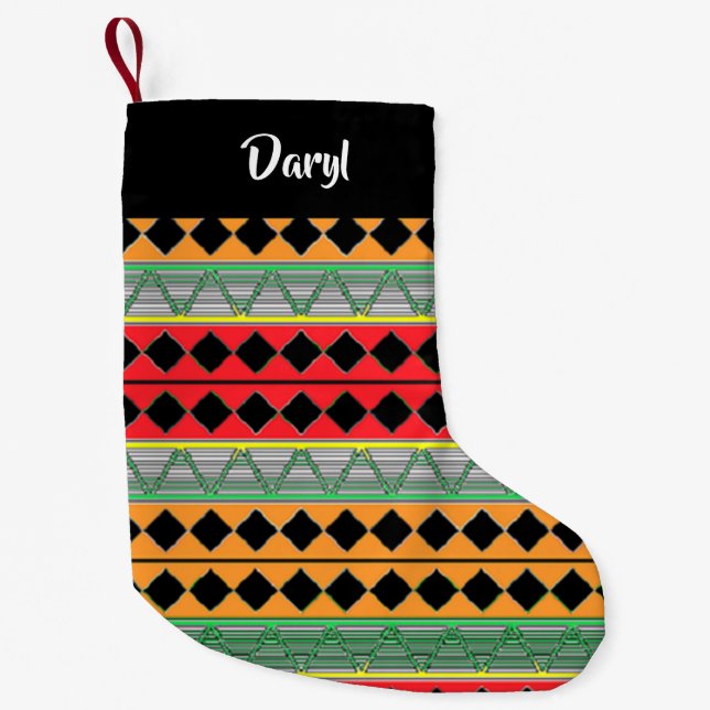 African print patterned small christmas stocking (Front)