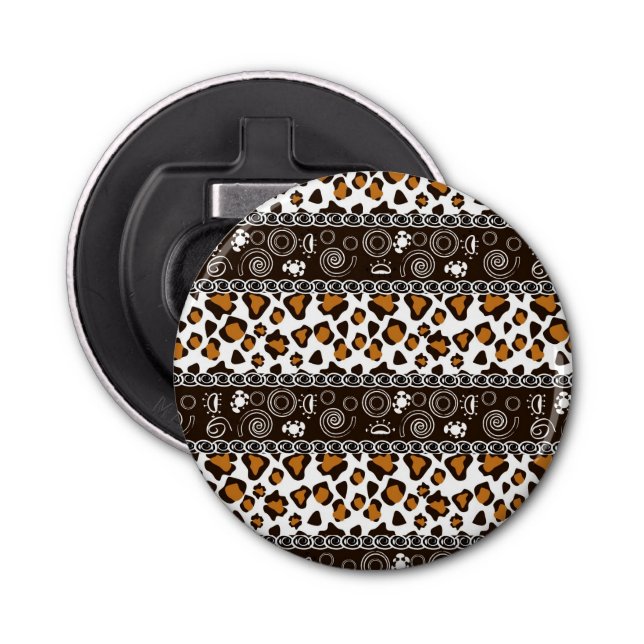 African print with cheetah skin pattern bottle opener (Front)
