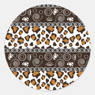 African print with cheetah skin pattern classic round sticker