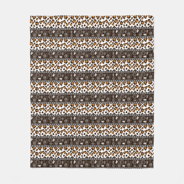 African print with cheetah skin pattern fleece blanket (Front)