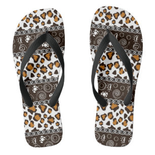 African print with cheetah skin pattern jandals