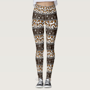 African print with cheetah skin pattern leggings