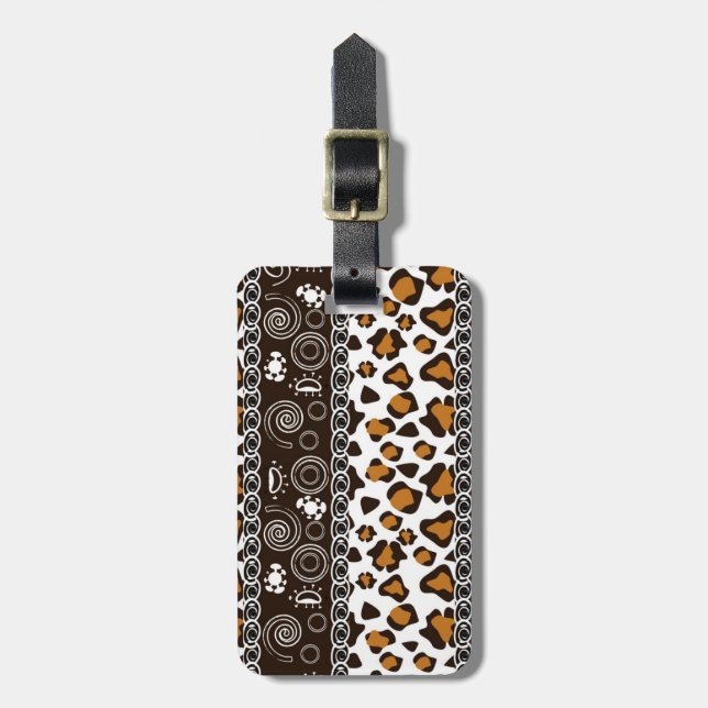 African print with cheetah skin pattern luggage tag (Front Vertical)