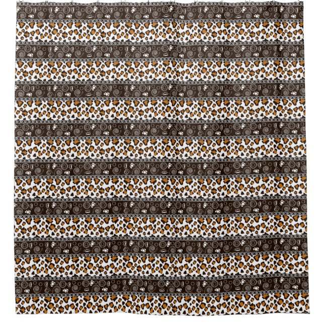 African print with cheetah skin pattern shower curtain (Front)
